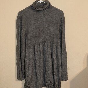 Soft Surroundings Gray Turtleneck Peplum Sweater Office Career Casual